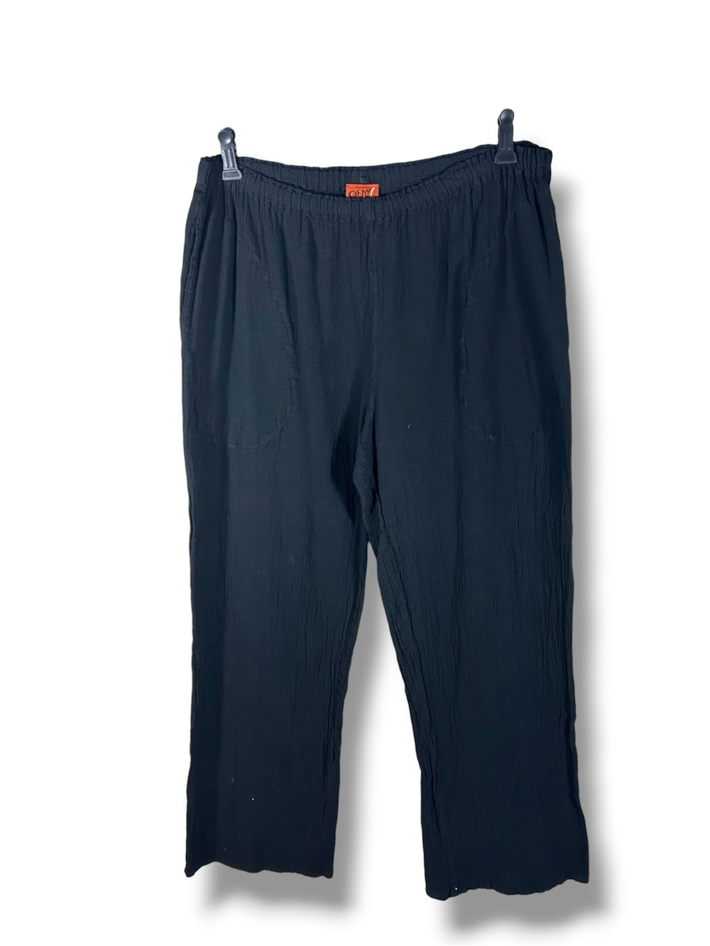 Women’s Oh My Gauze Black Cotton Straight Leg Crinkle Pants Size 1 US Medium